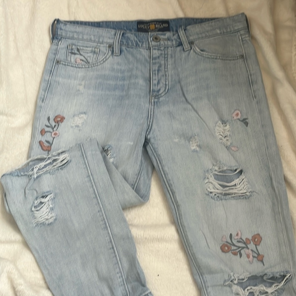 Lucky Brand | Pink Embroidered Jeans